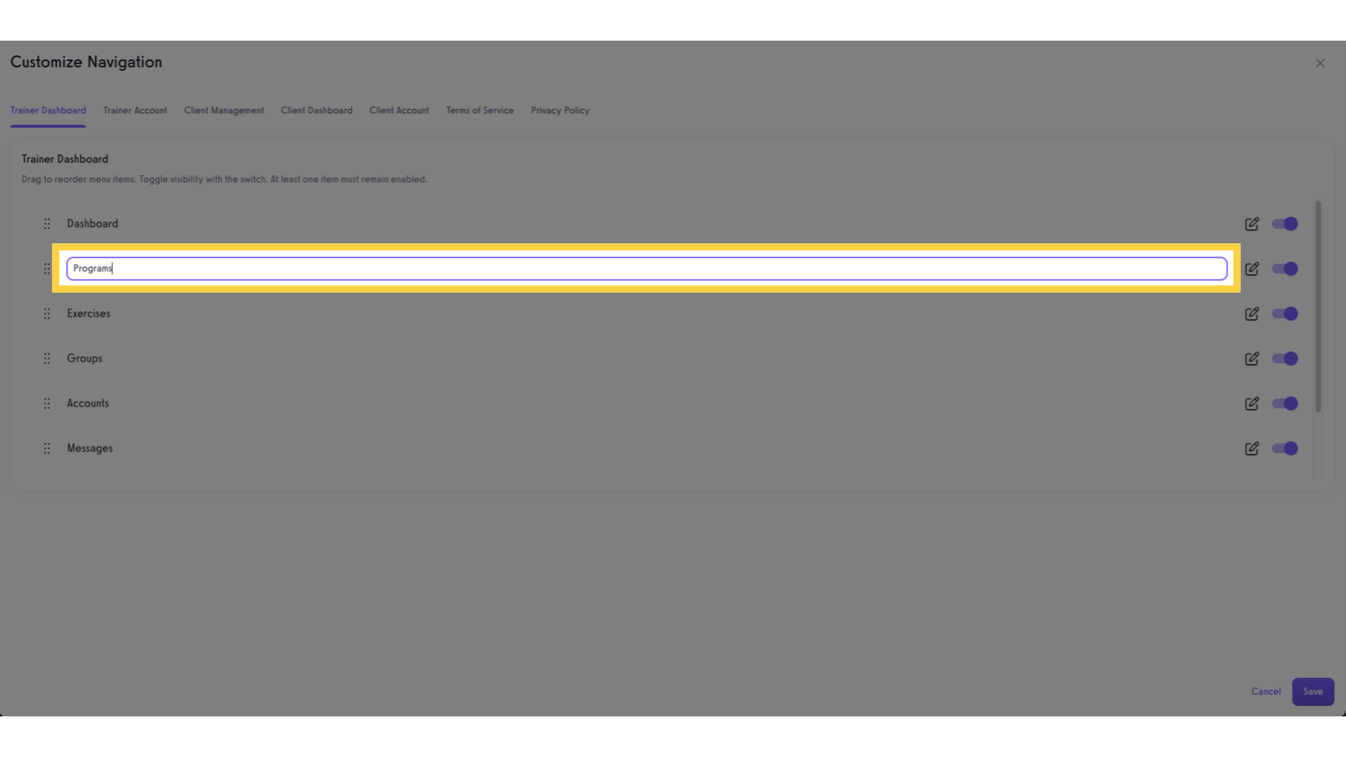Change the title of the tab.