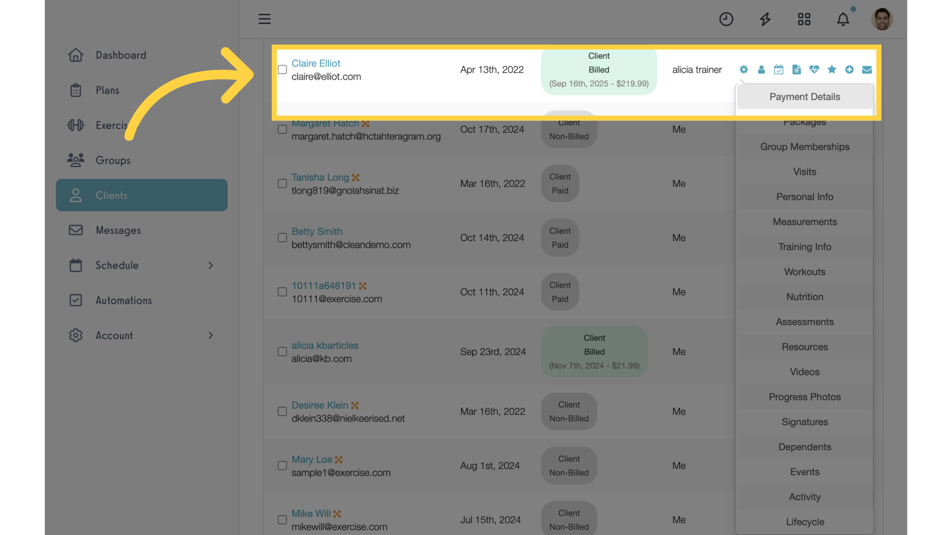 Manager Payment Details