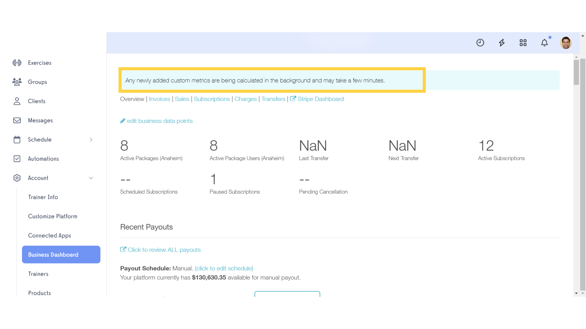 View Business Dashboard