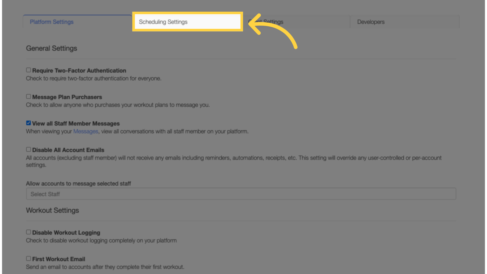 Go to 'Scheduling Settings' tab.
