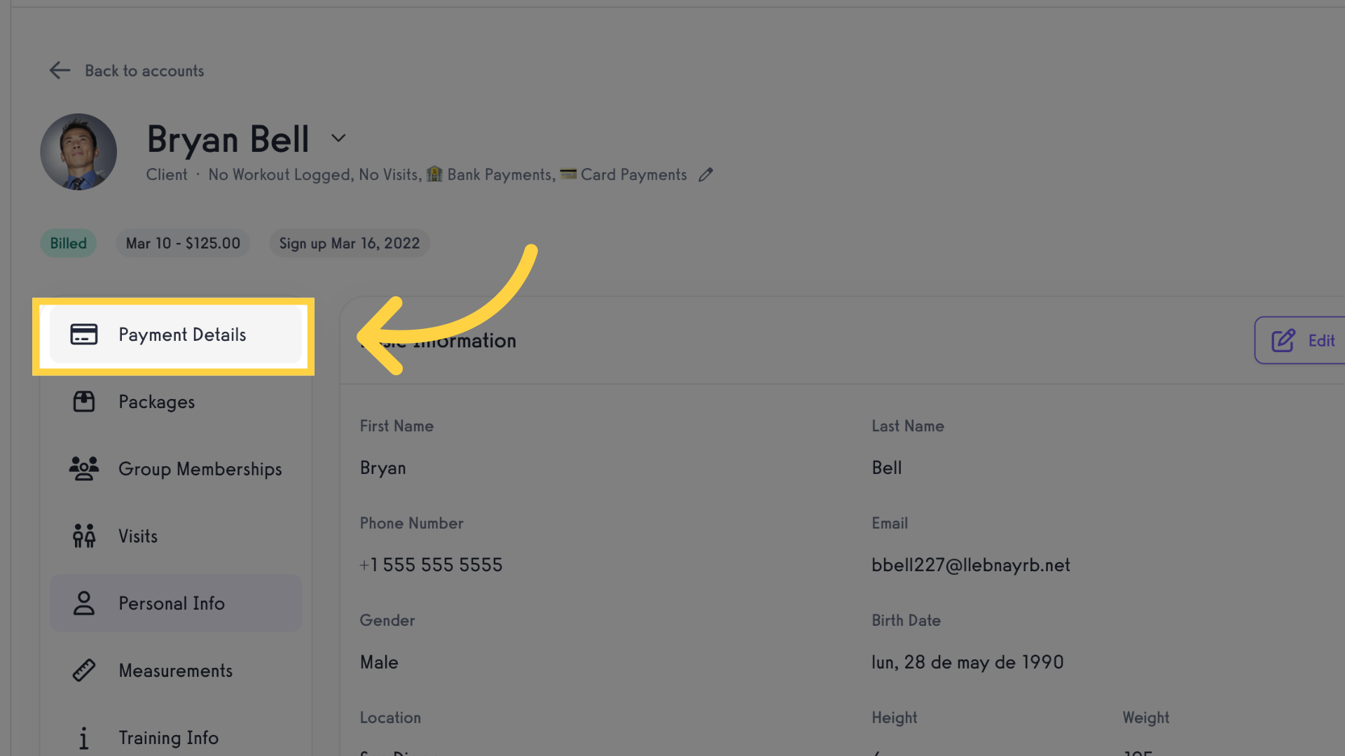 Click 'Payment Details'