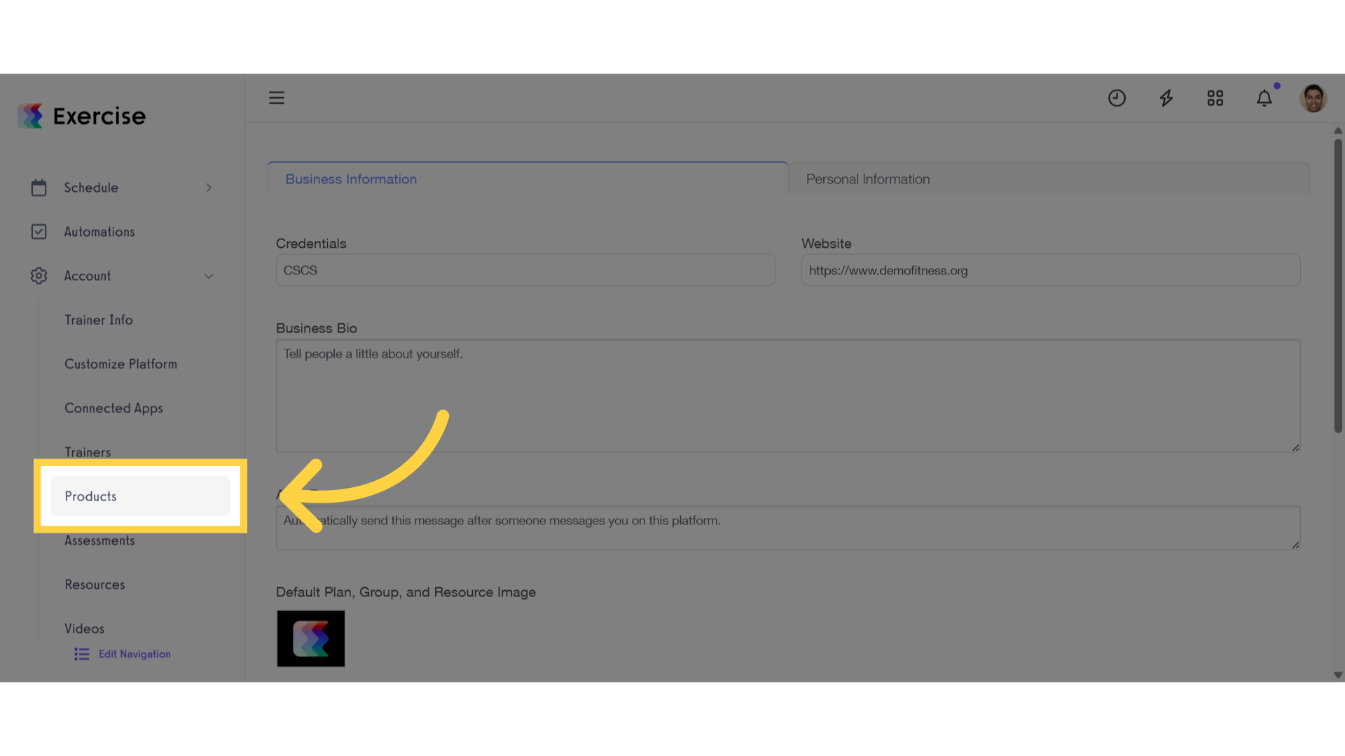 Click 'Products'