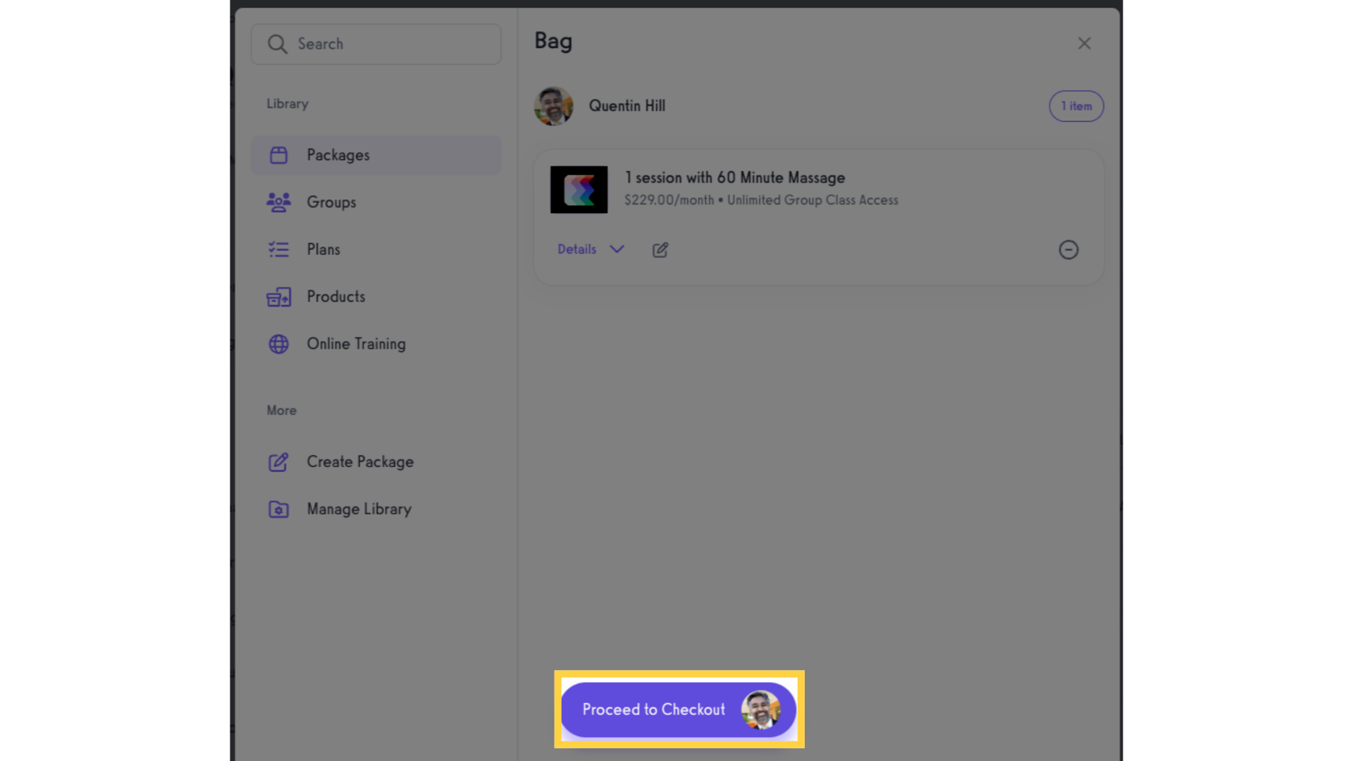 Option 1 Step 10: Click 'Proceed to Checkout' button.