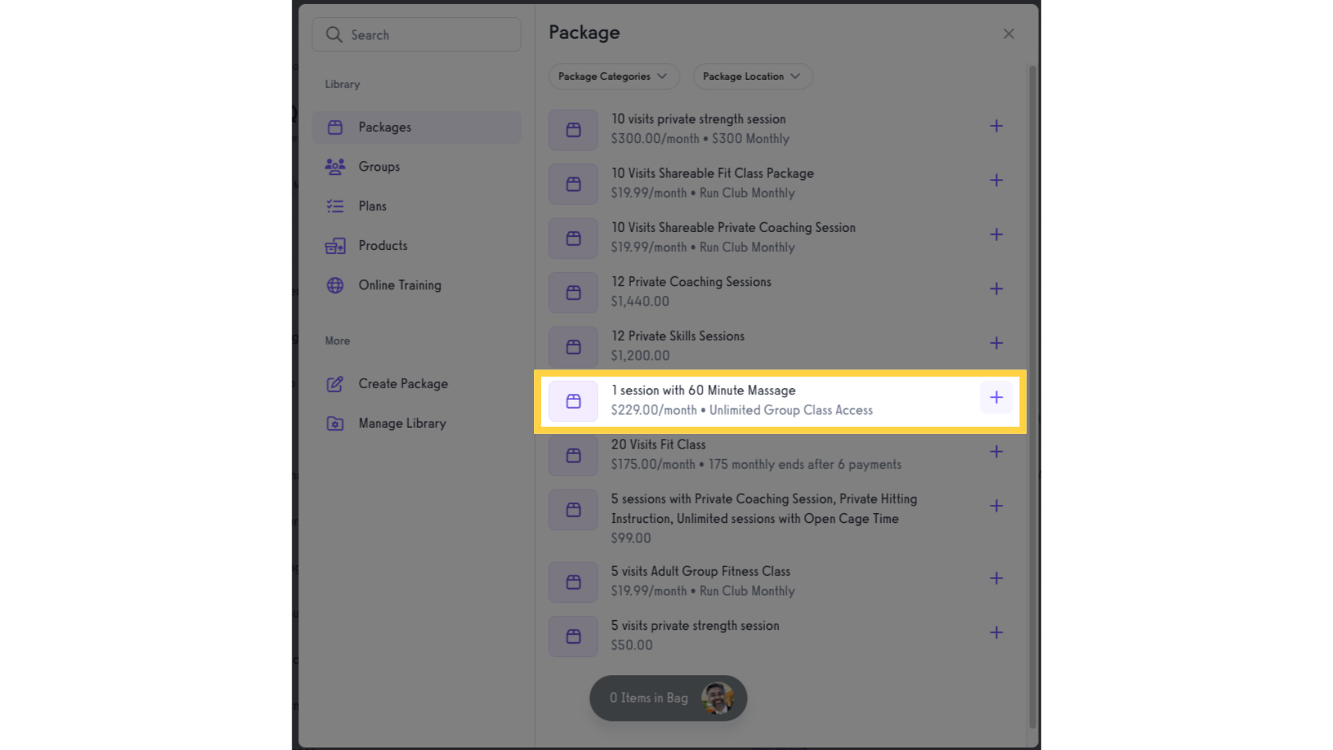 Option 1 Step 4: Select and add the package.