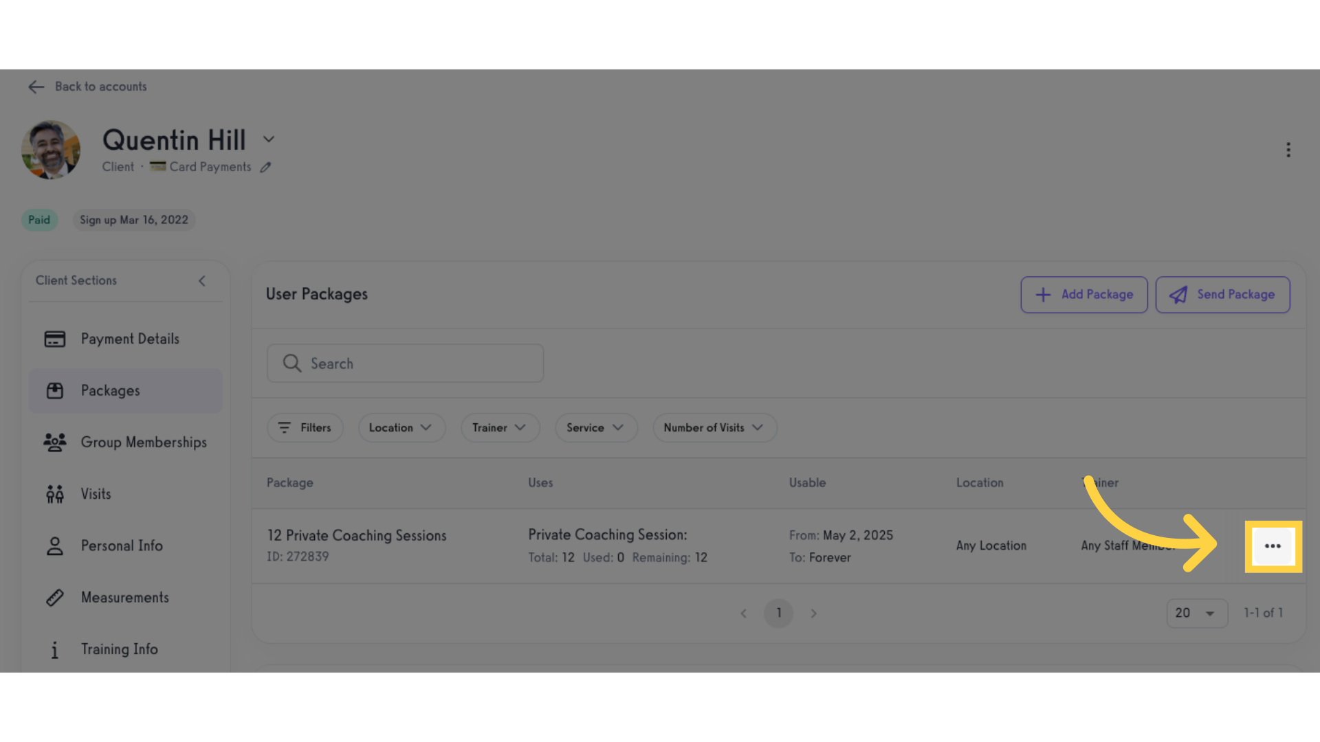 Option 2 Step 4: Click to open package's menu.