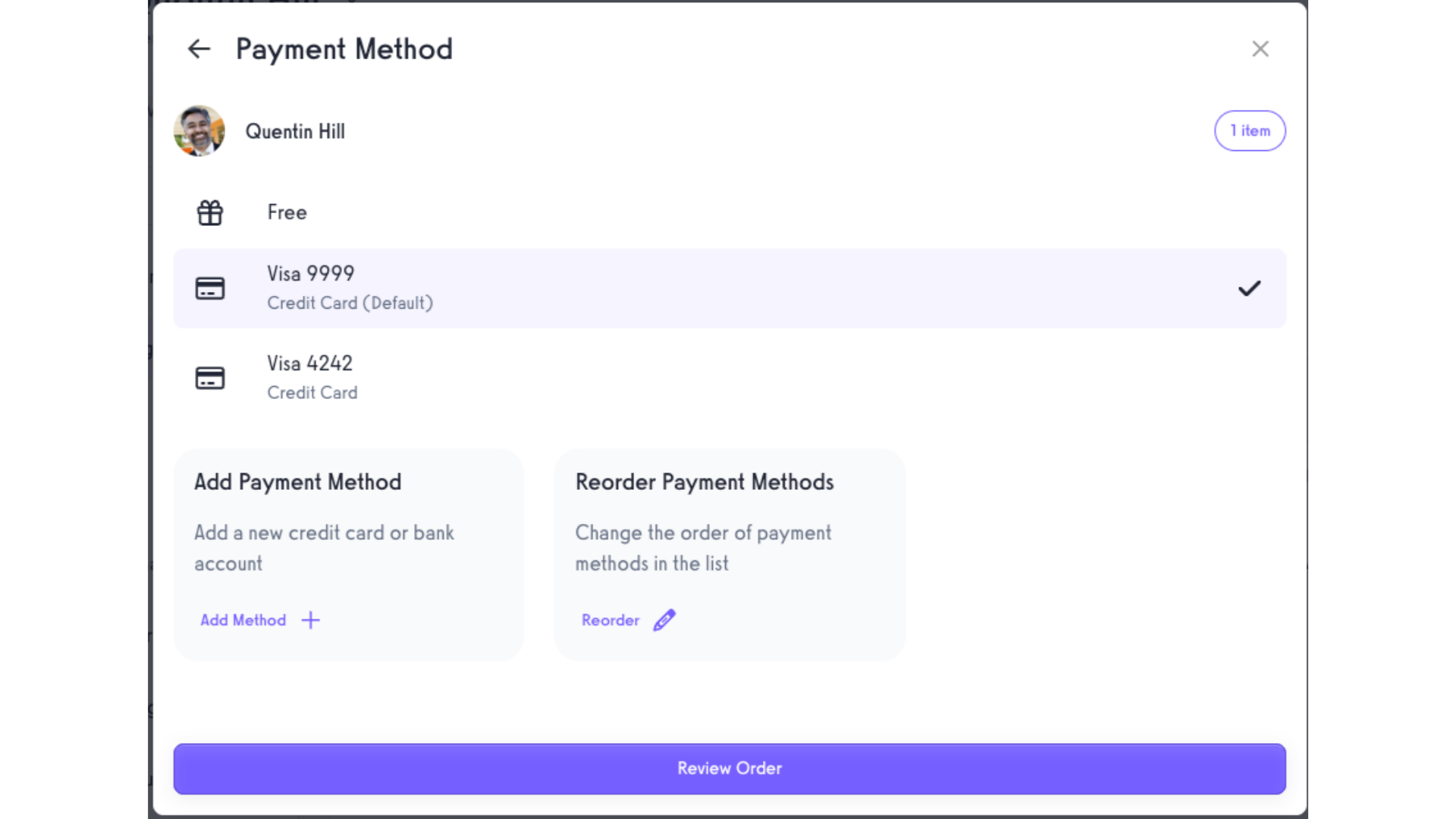 Option 1 Step 11: Select Payment Method.