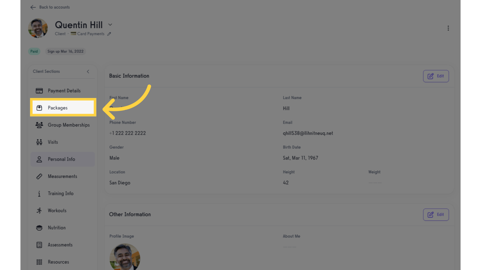 Option 2 Step 3: Click 'Packages'.