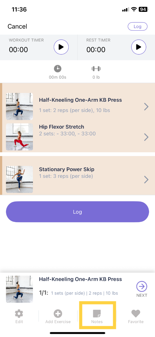 Tap the Notes Icon.