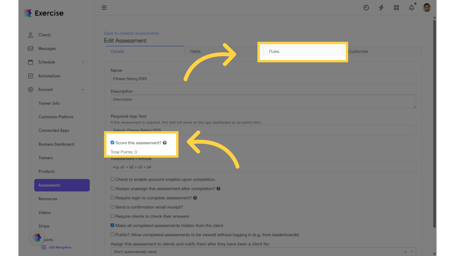 Click 'Rules' tab.