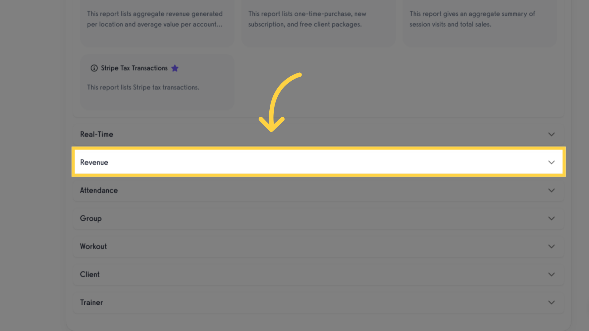Search the Revenue tab.