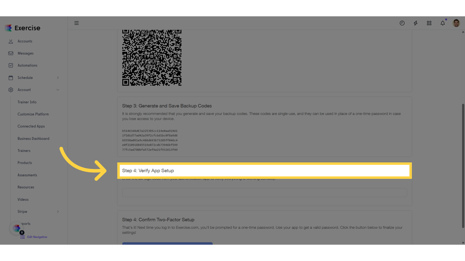 If using Authenticator App, verify setup with a code.