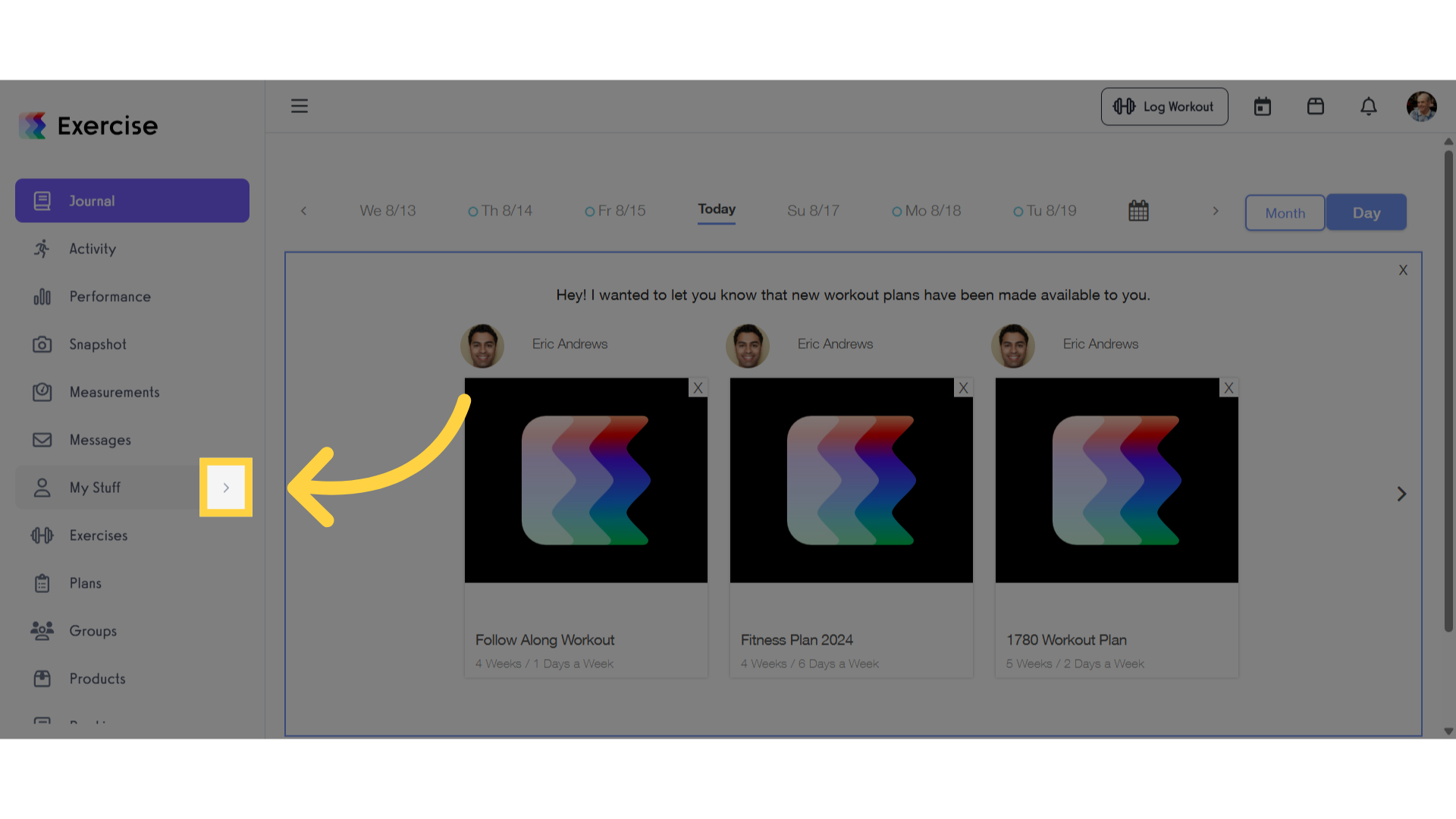 Click the arrow menu