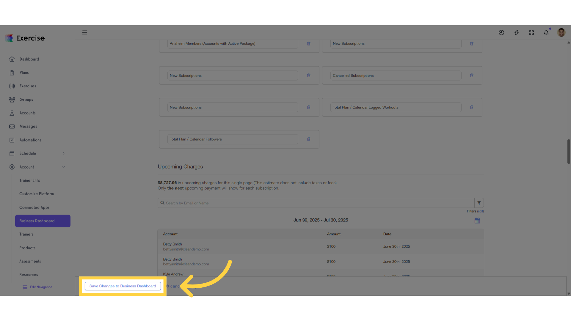 Click 'Save Changes to Business Dashboard'.