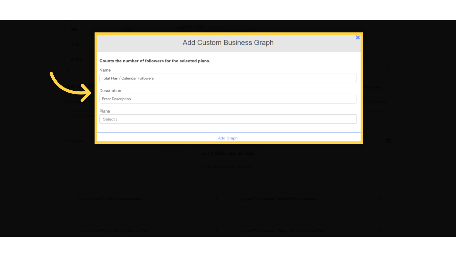 Fill up the form then click Add Graph.
