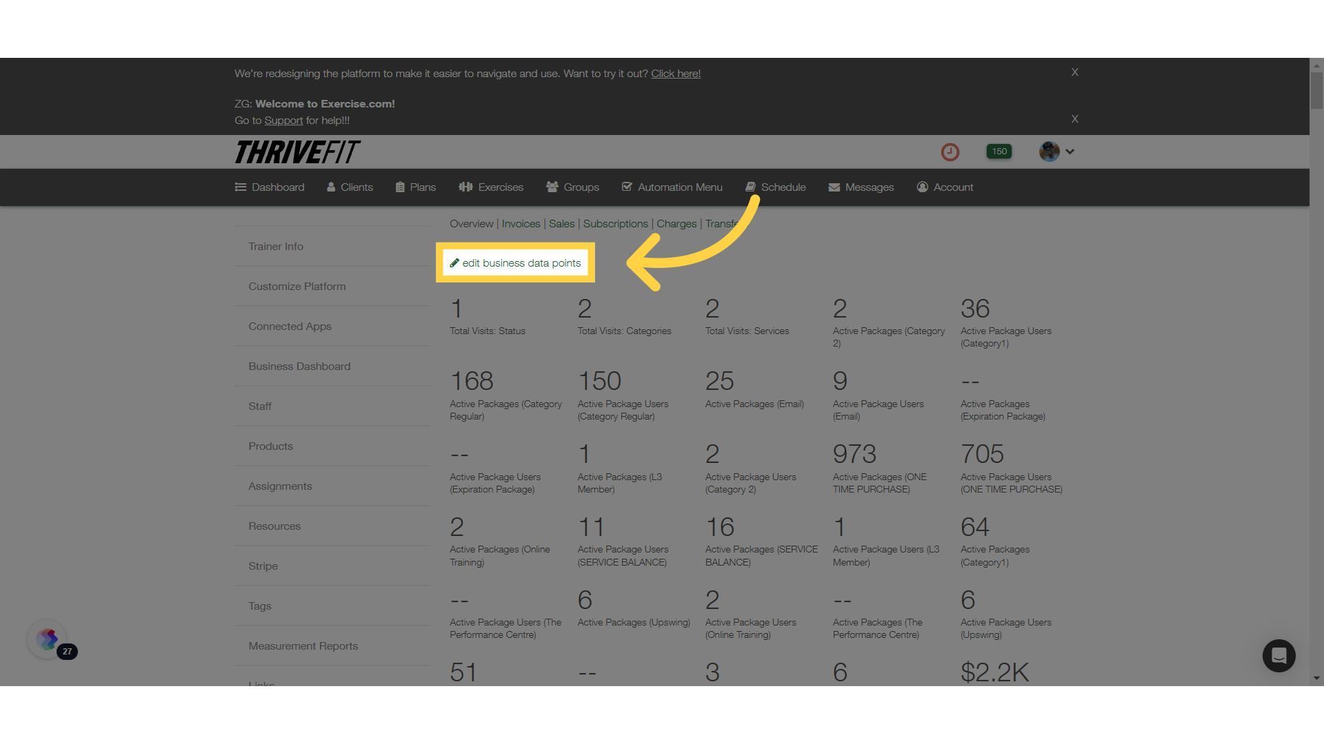 Edit Business Data Points