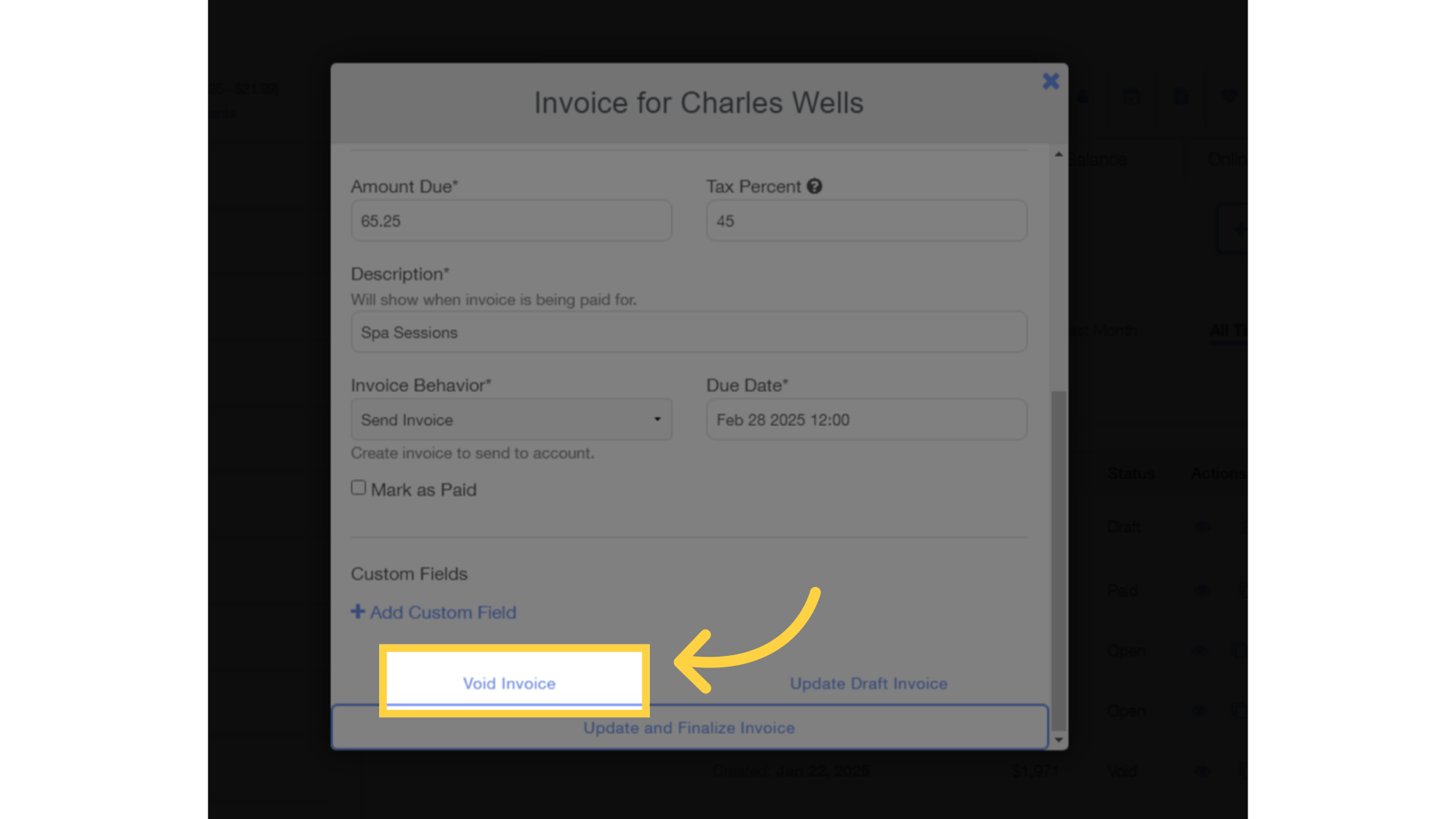 Click 'Void Invoice'