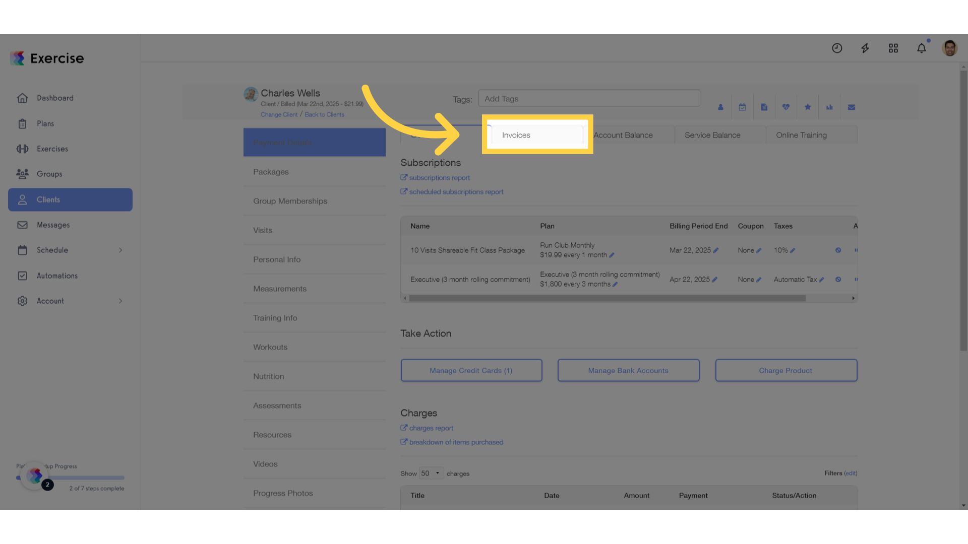 Click 'Invoices'