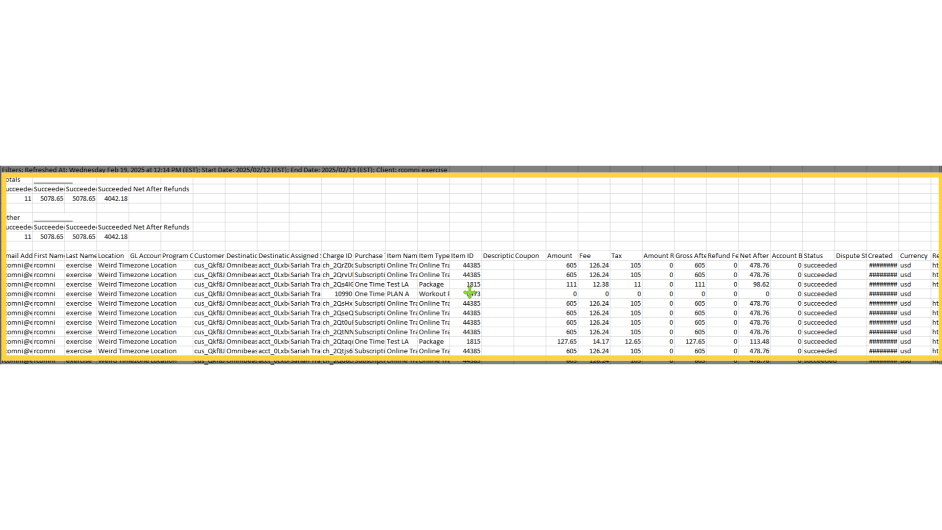 Downloaded CSV Report