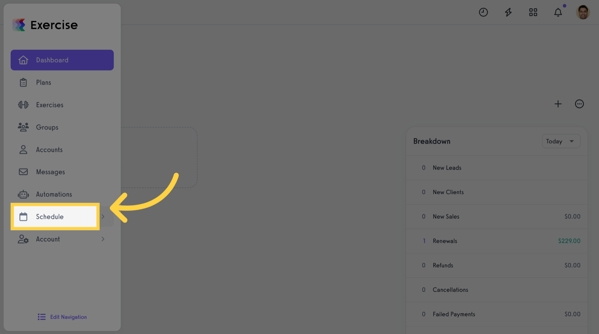 Navigate to Schedule section