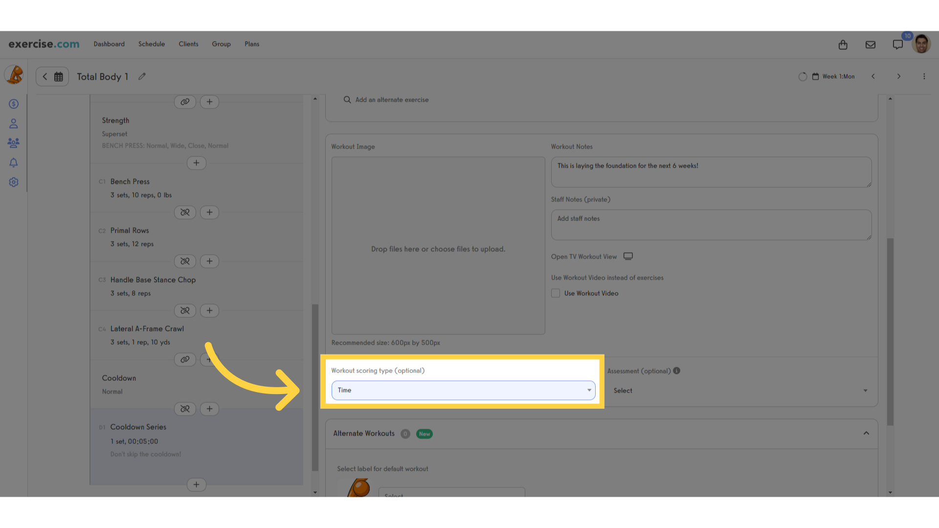 Workout scoring allows clients to record their scores on a workout beyond sets and reps.