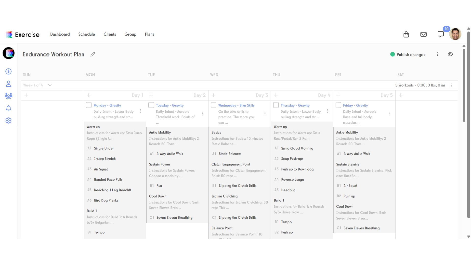 View 'Edit Workout Plan'