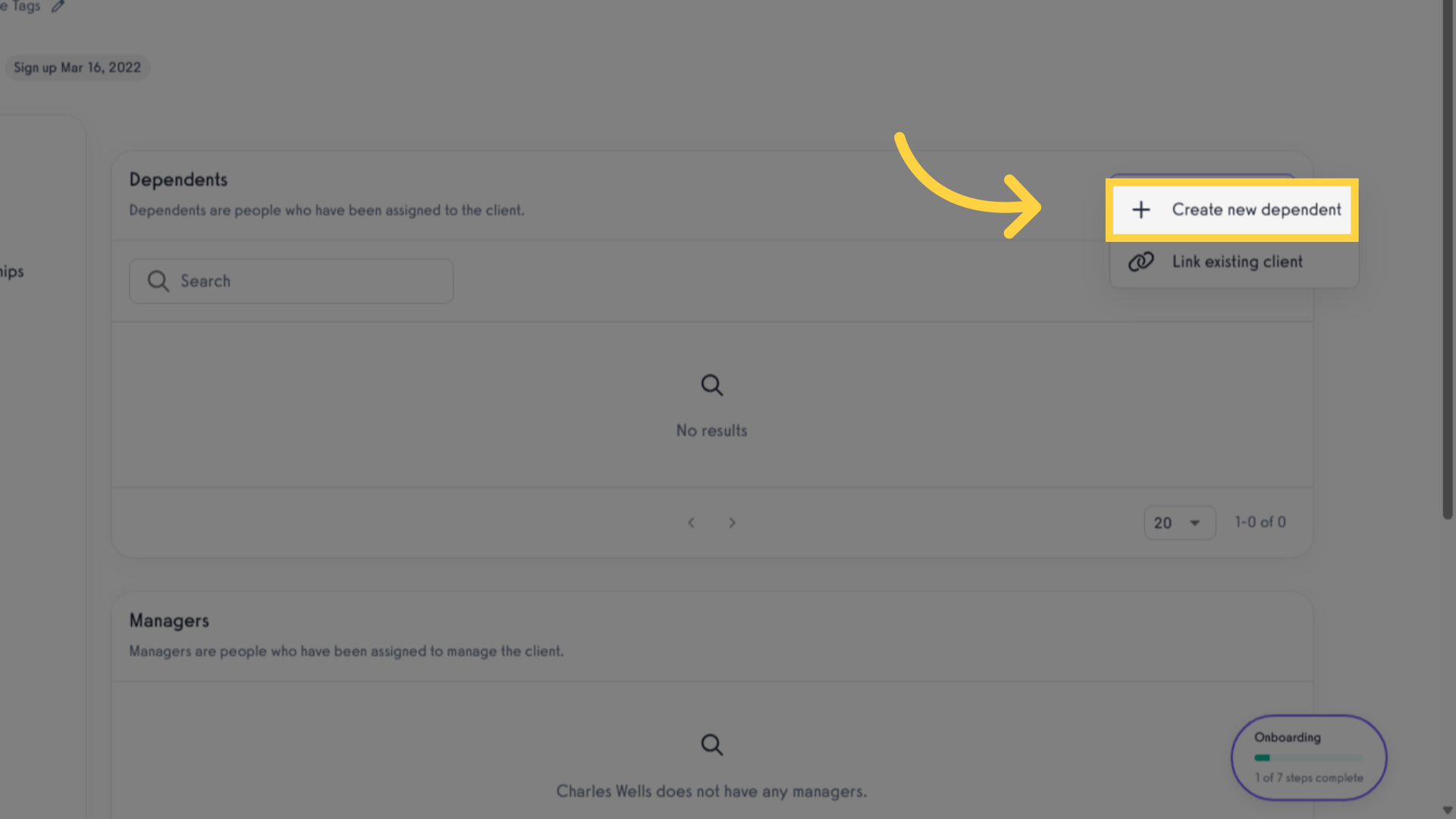 Click 'Create new dependent'