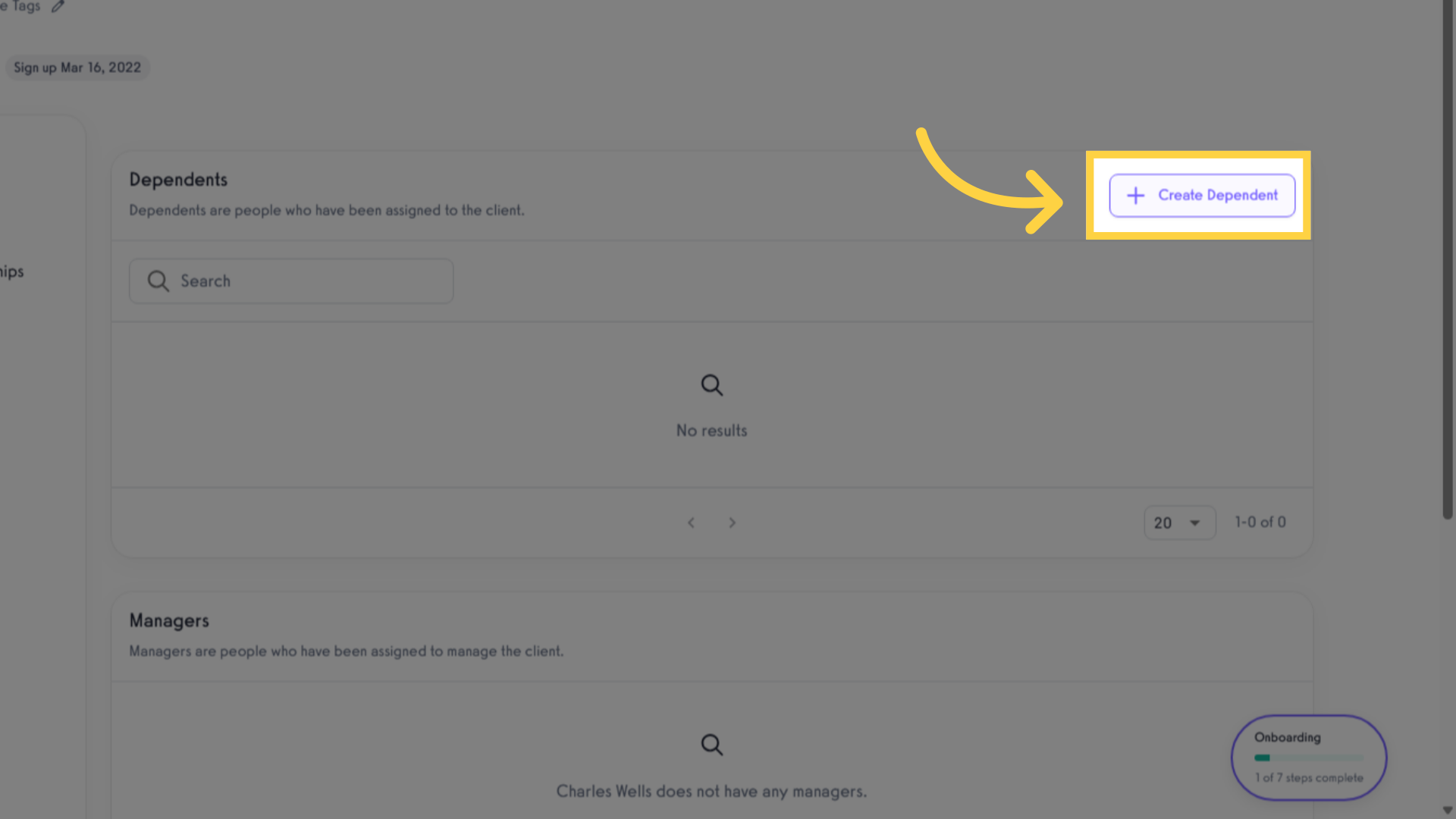 Click 'Create Dependent'