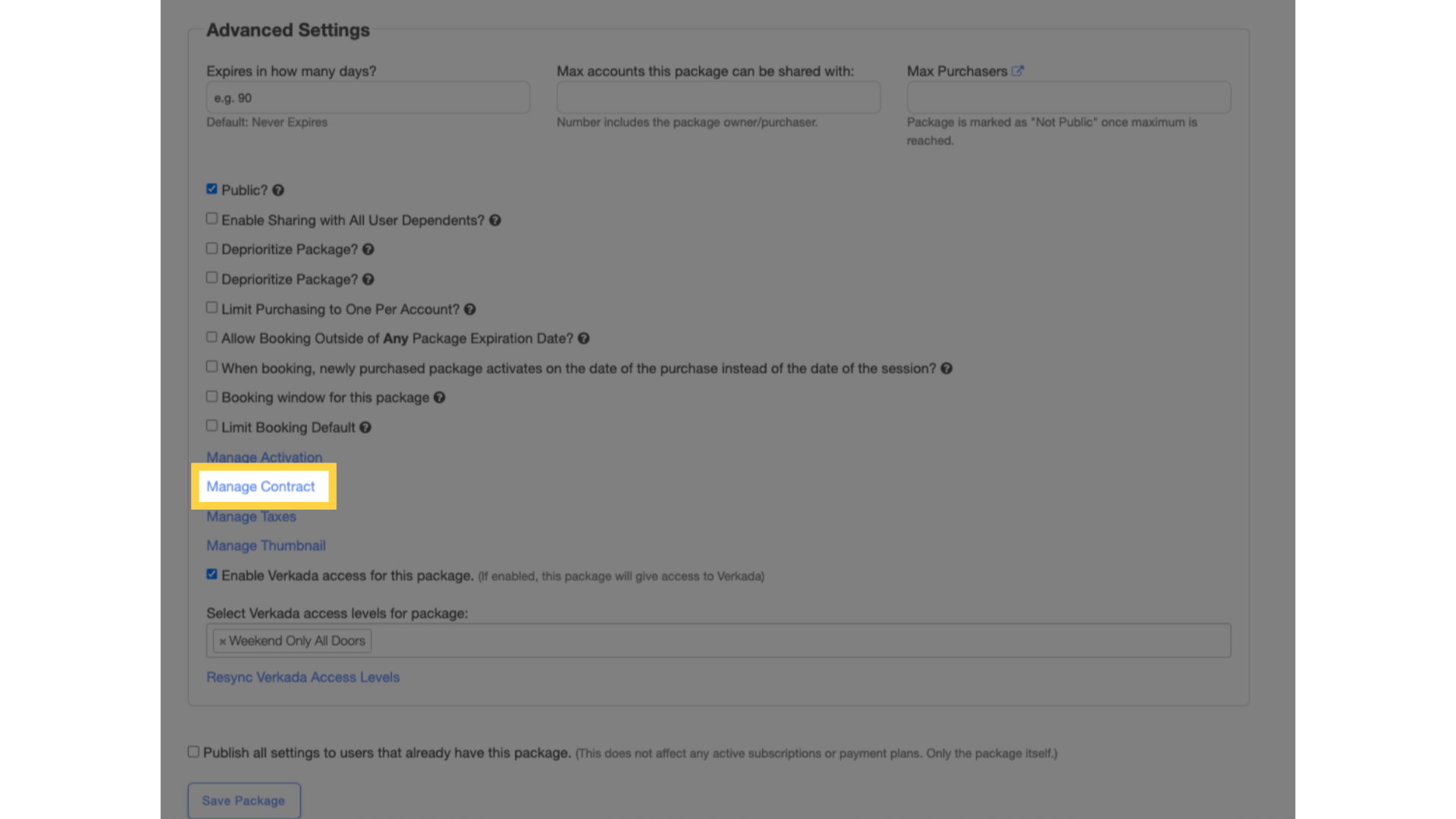 Enable Public settings.