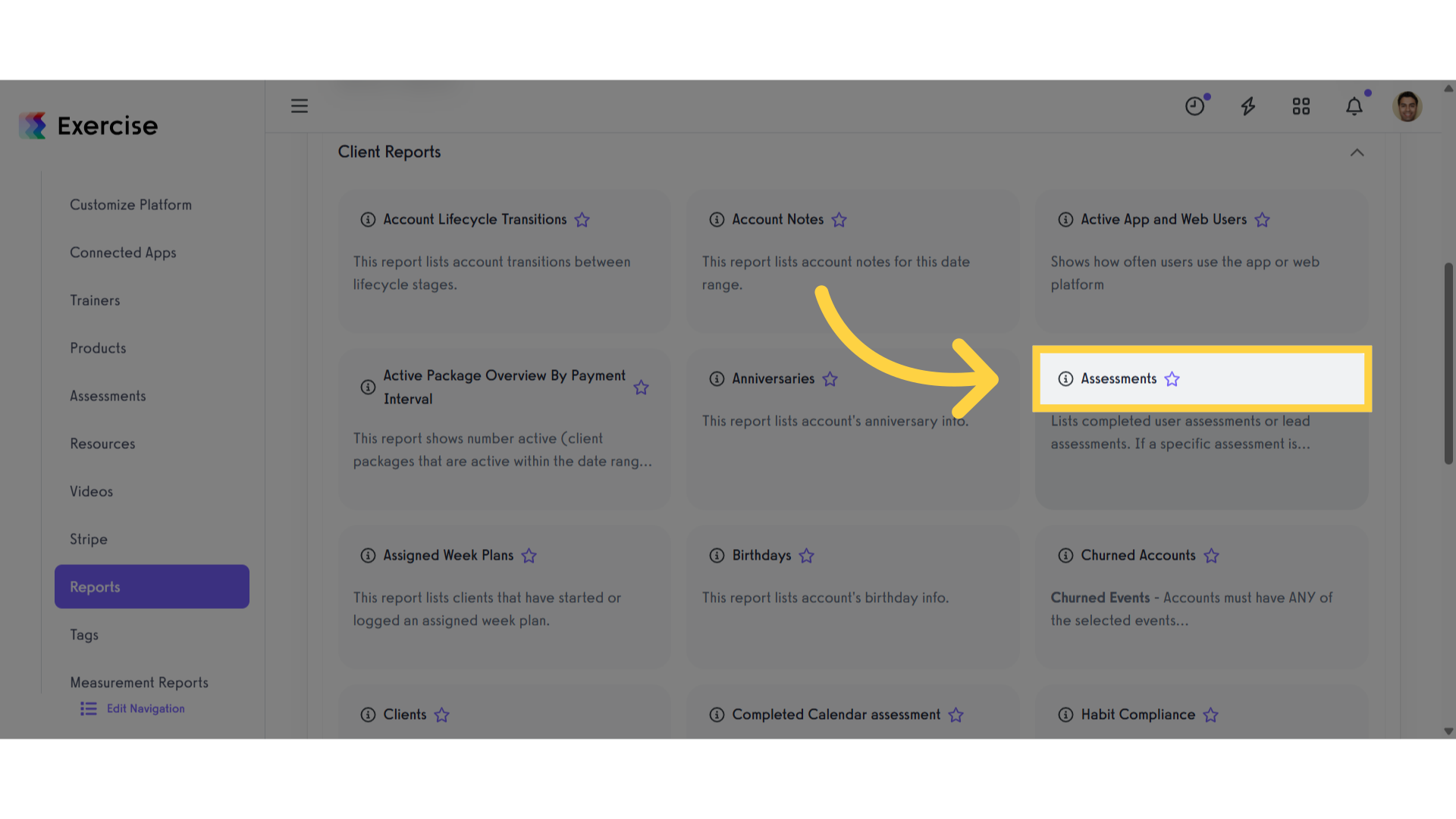 Click 'Assessments'