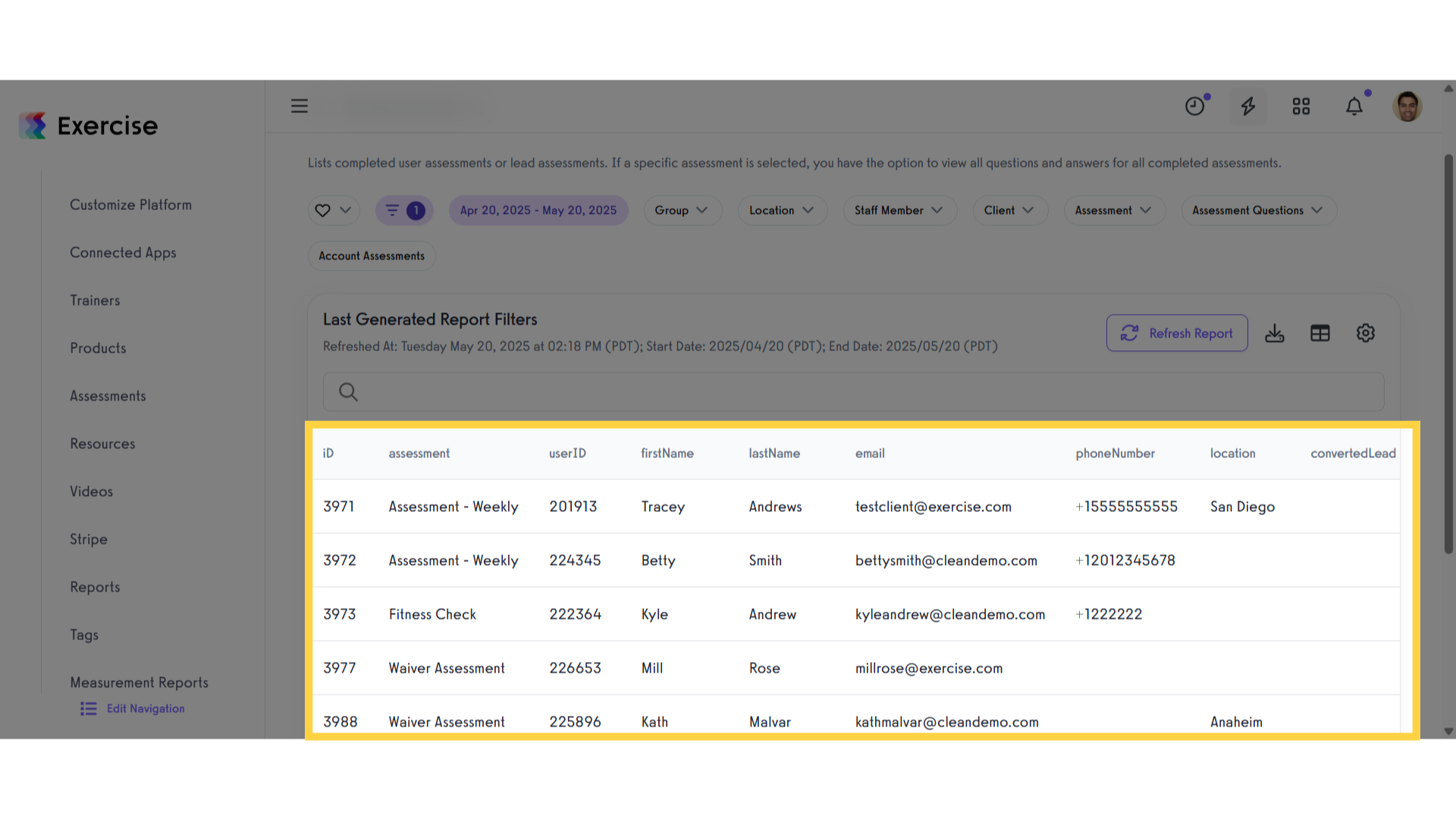 View AssessmentReport