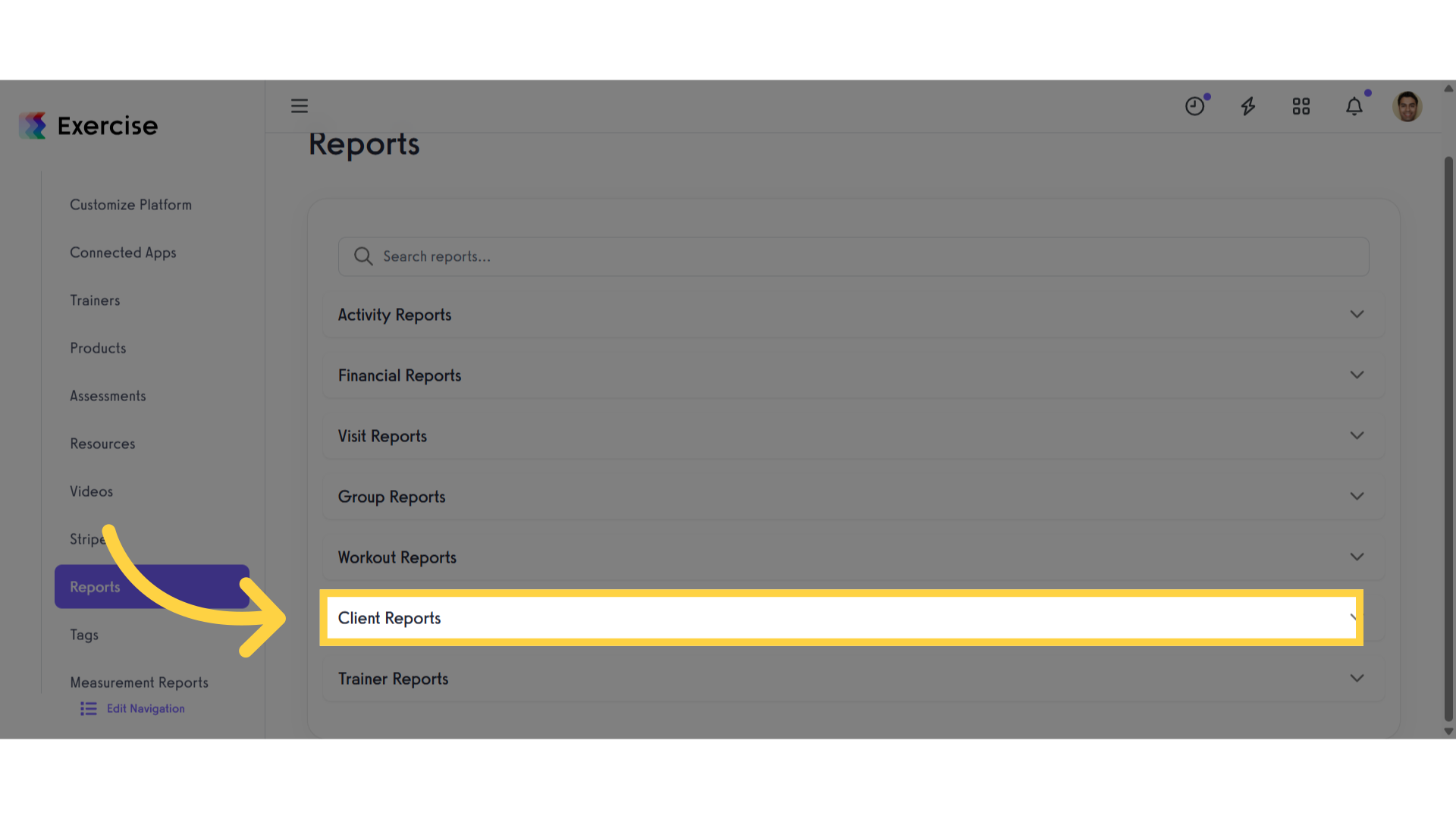 Click 'Client Reports'