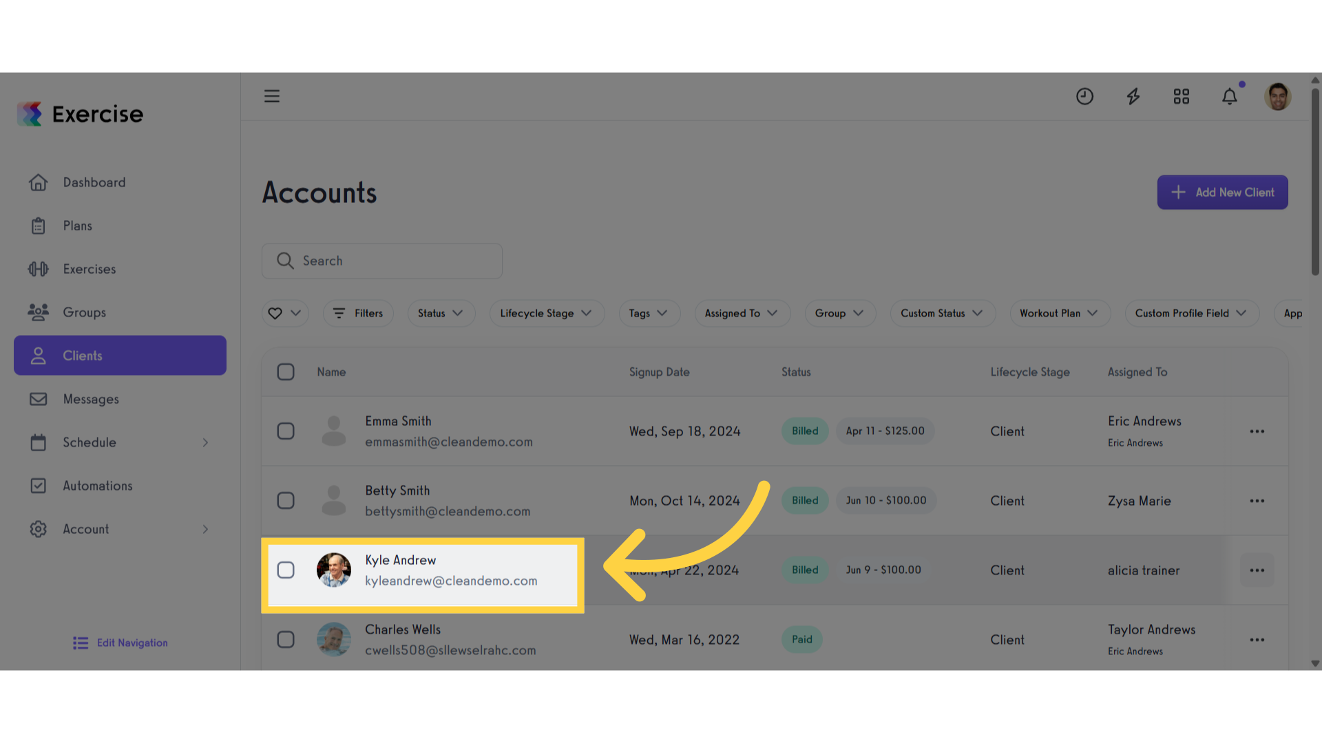Select a Client
