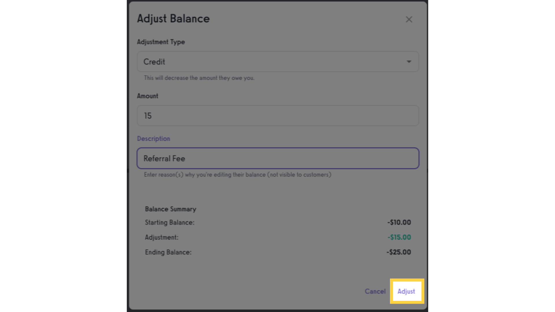 Click 'Adjust' button.