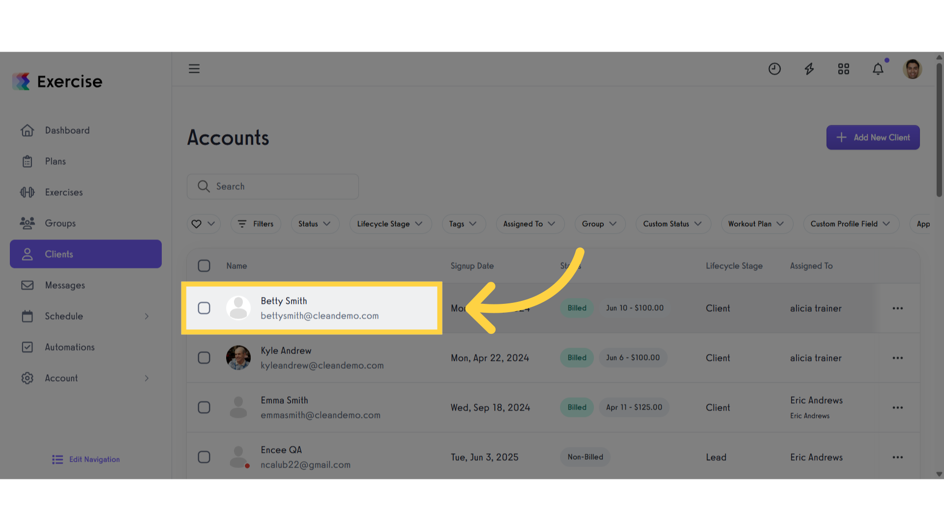 Select a Client