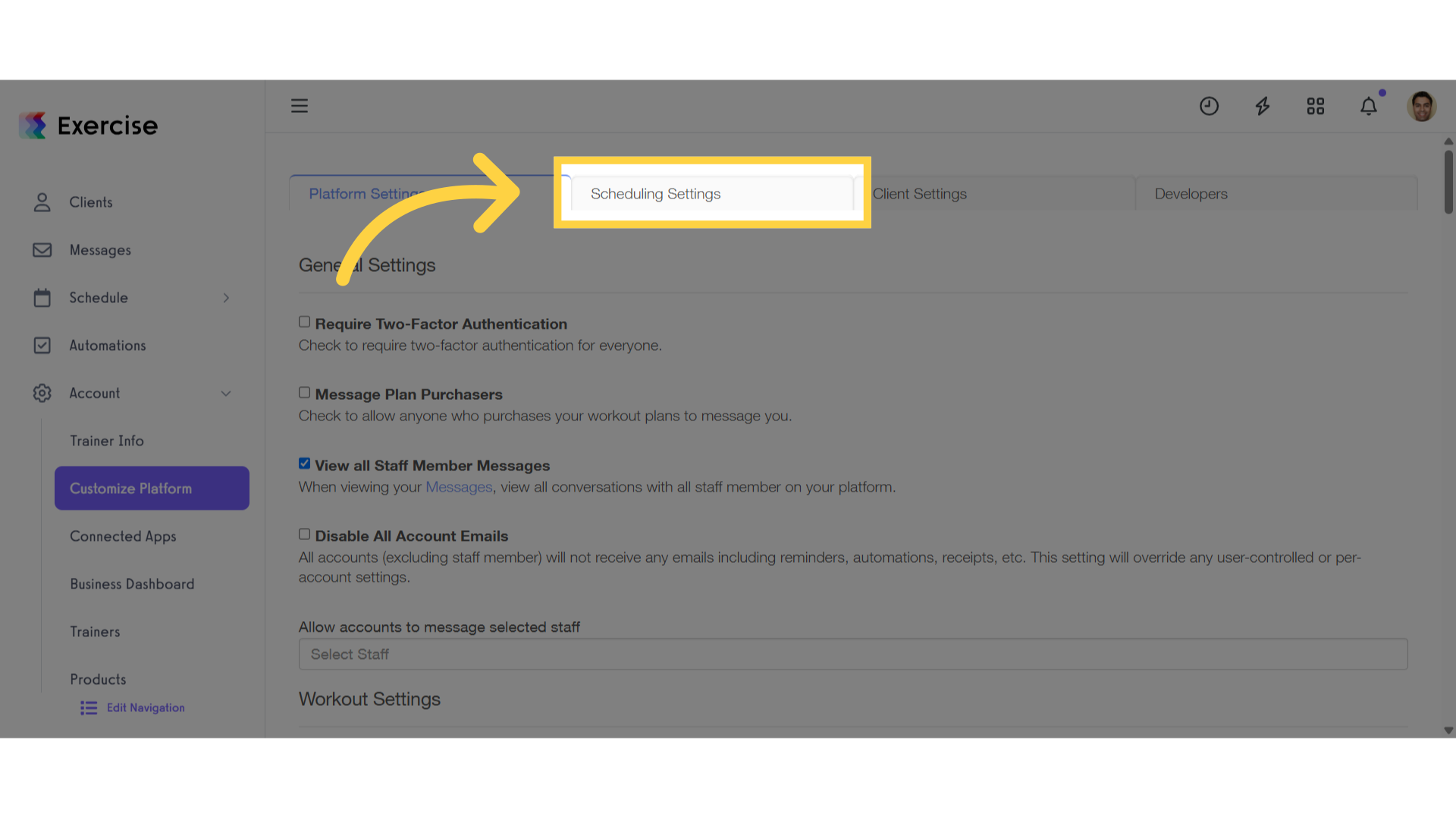 Click 'Scheduling Settings'