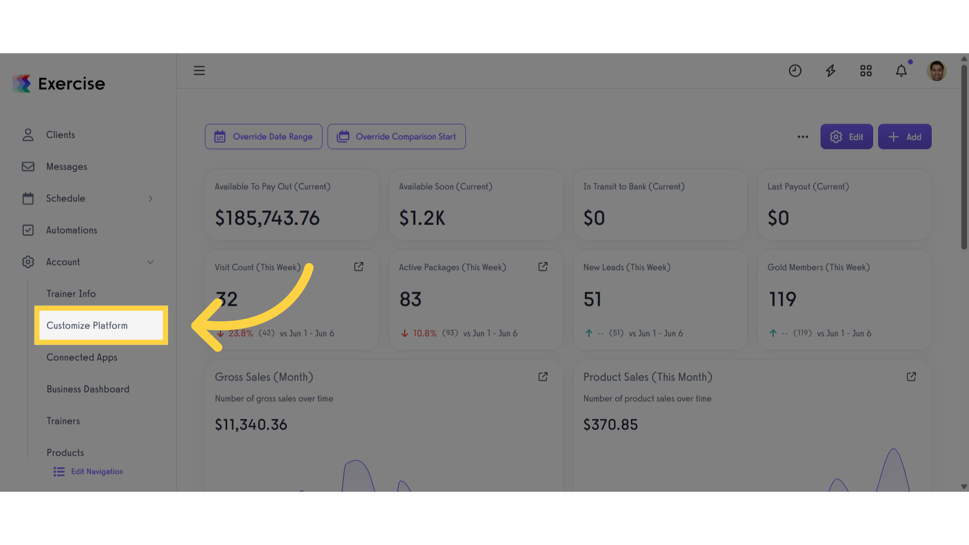 Click 'Customize Platform'