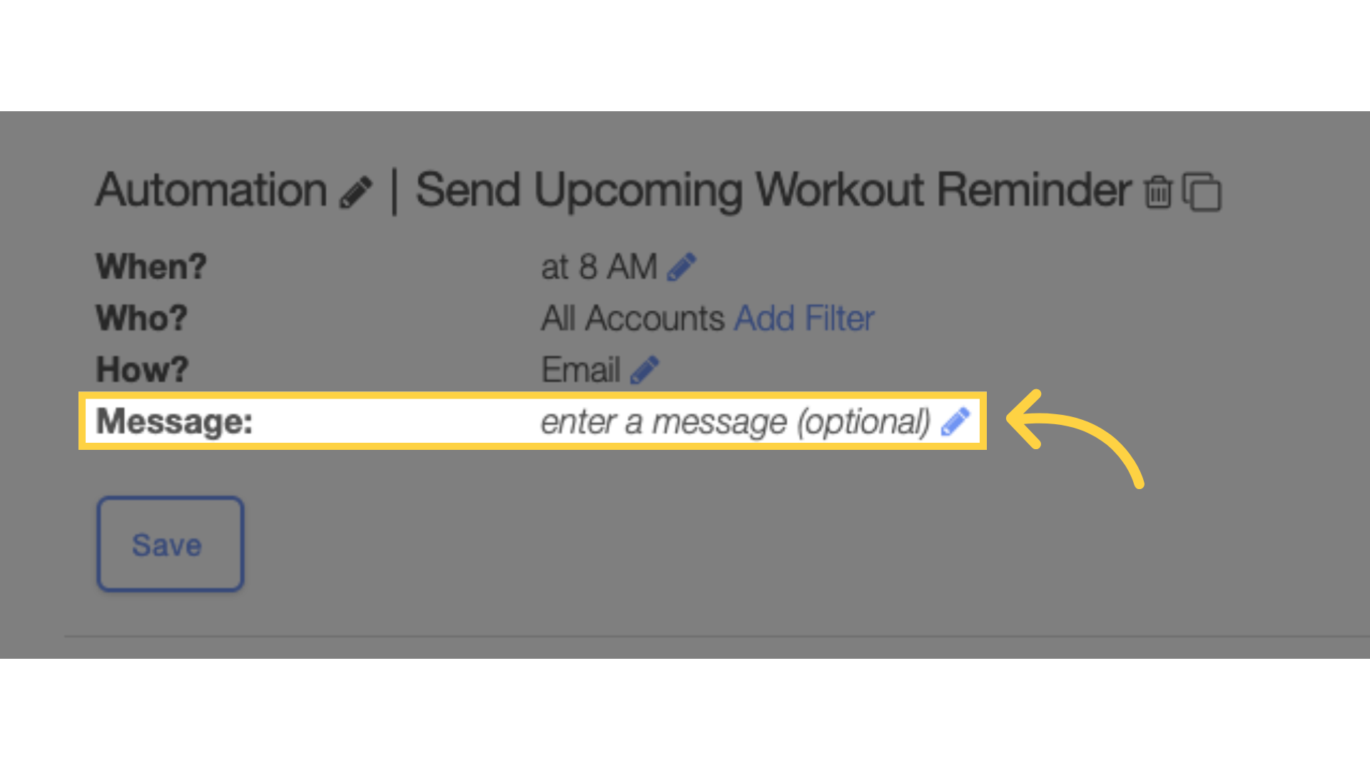 (OPTIONAL): Enter a custom message.