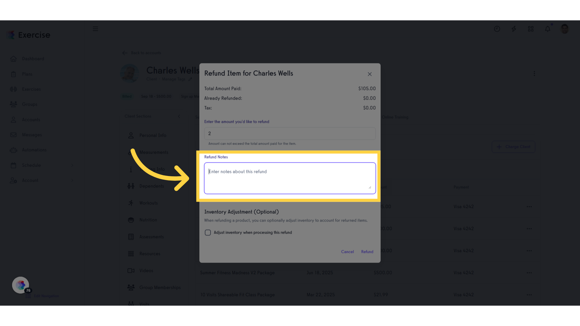 Add the refund notes.