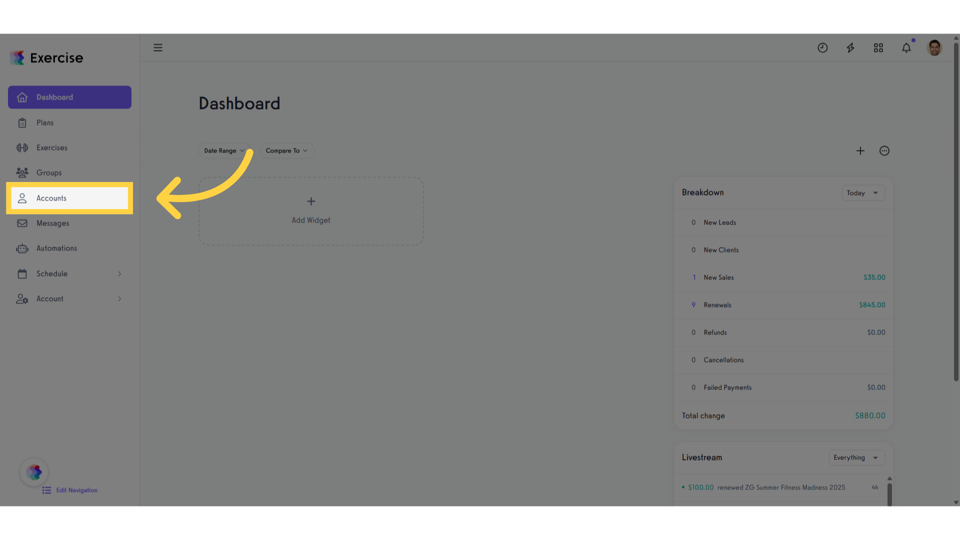 Click 'Accounts'
