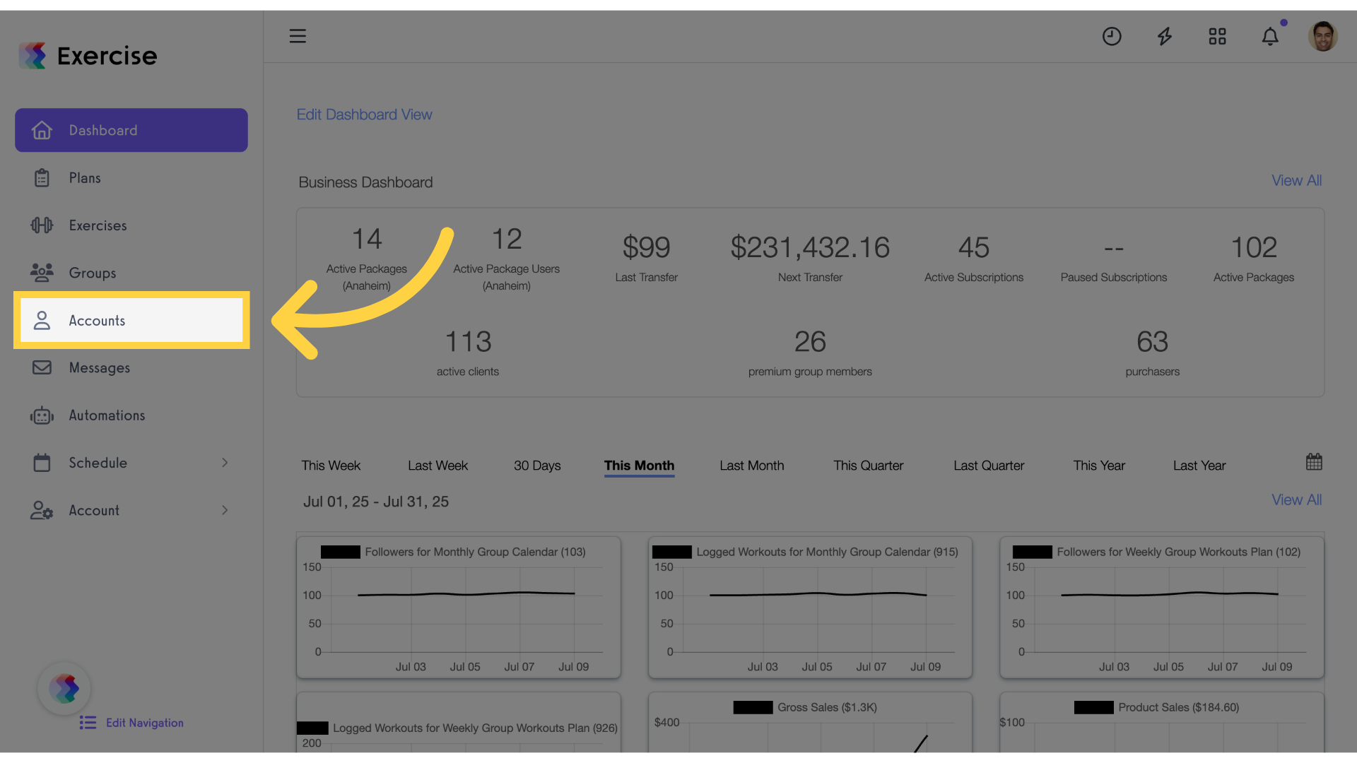 Click 'Accounts'