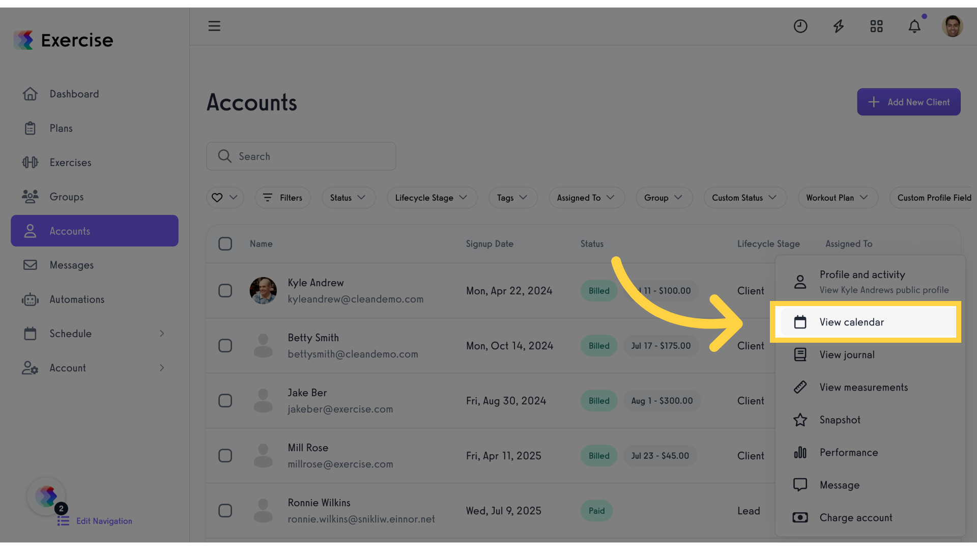 Click 'View calendar'