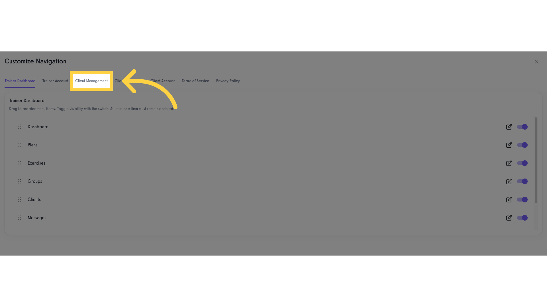Click 'Client Management' tab.