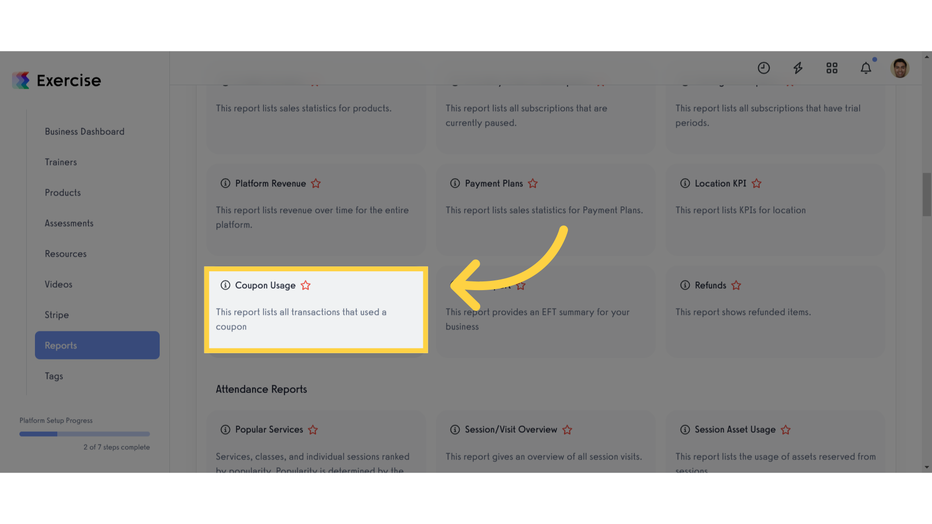 Click 'Coupon Usage'