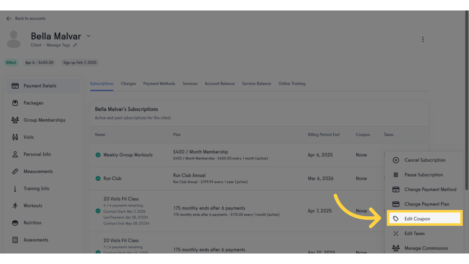 Click 'Edit Coupon'.