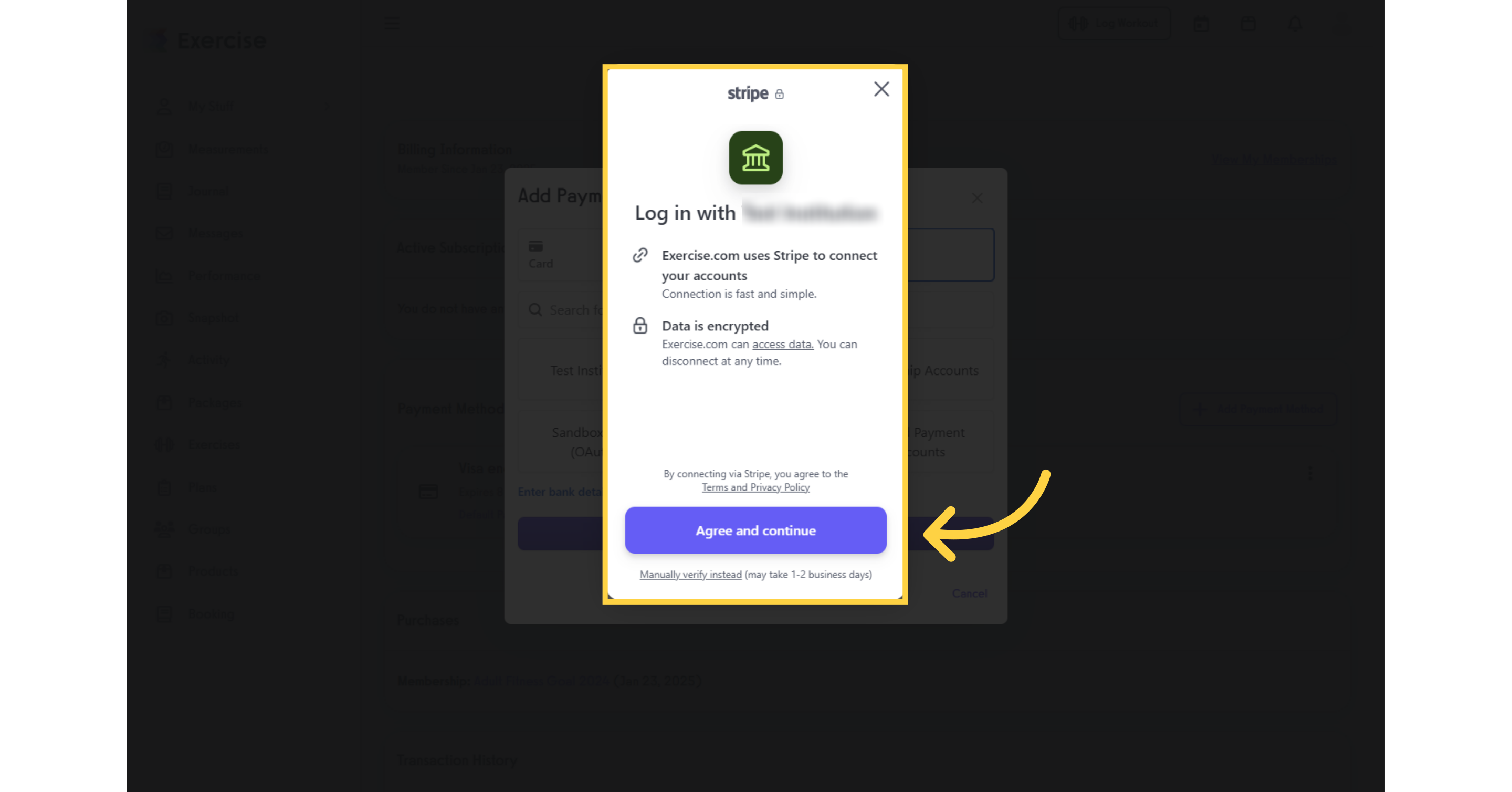 In the pop-up modal, click âAgree and Continue.â