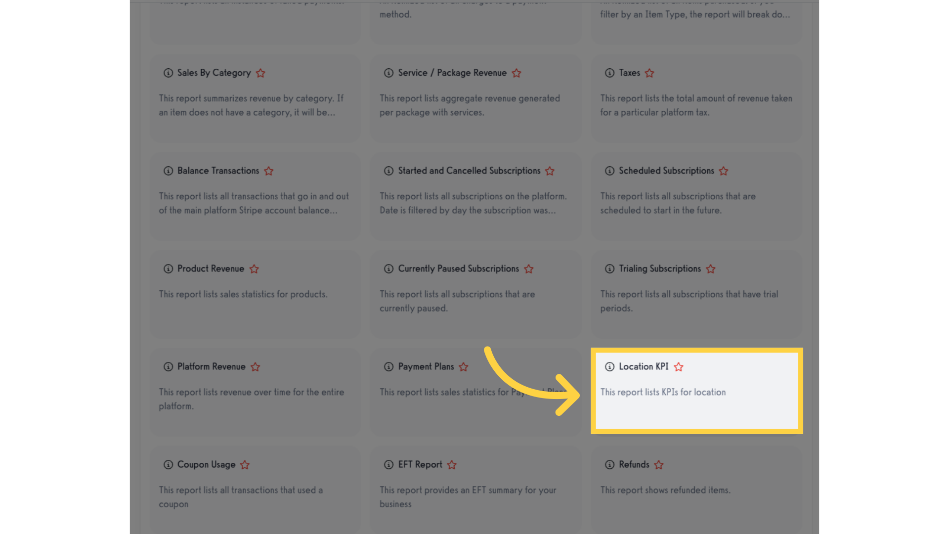 Click 'Location KPI'