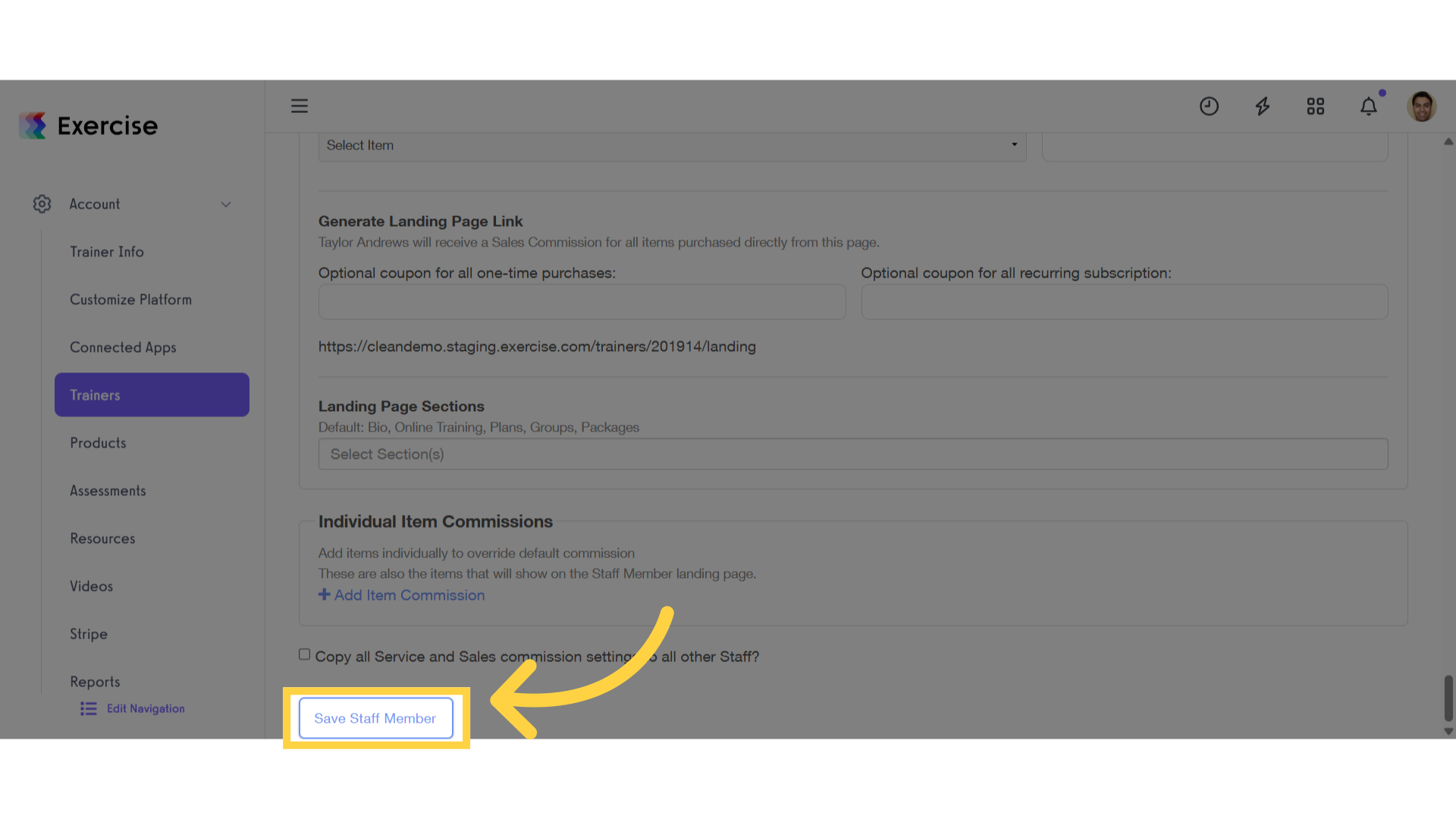 Click 'Save Staff Member' button