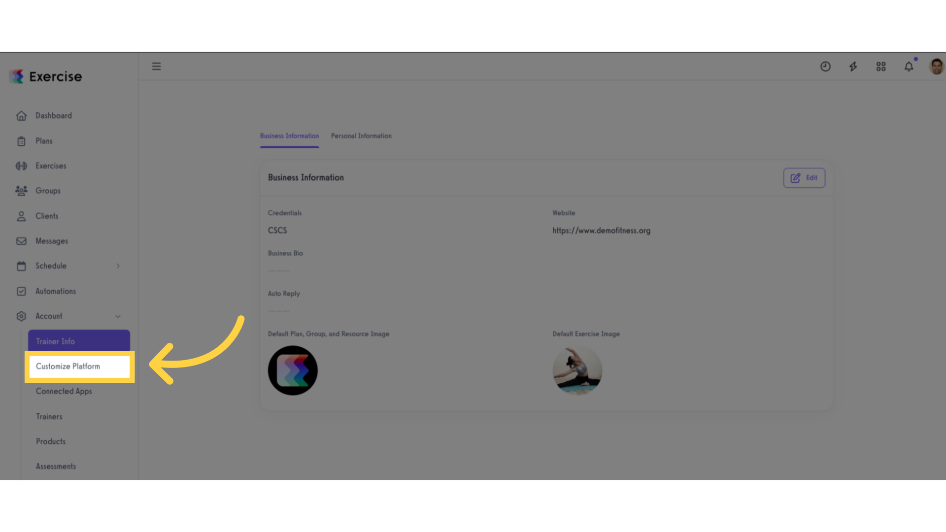 Click 'Customize Platform'.