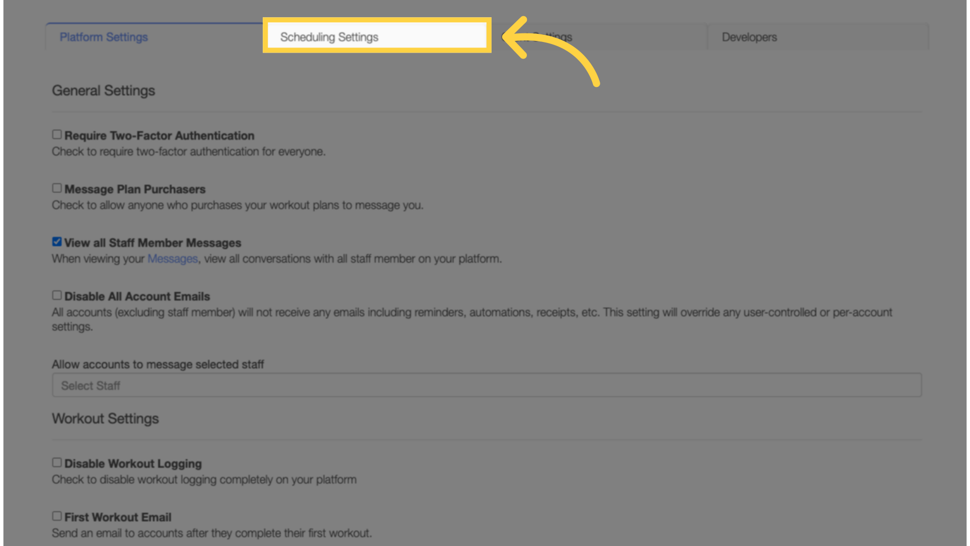 Go to 'Scheduling Settings' tab.