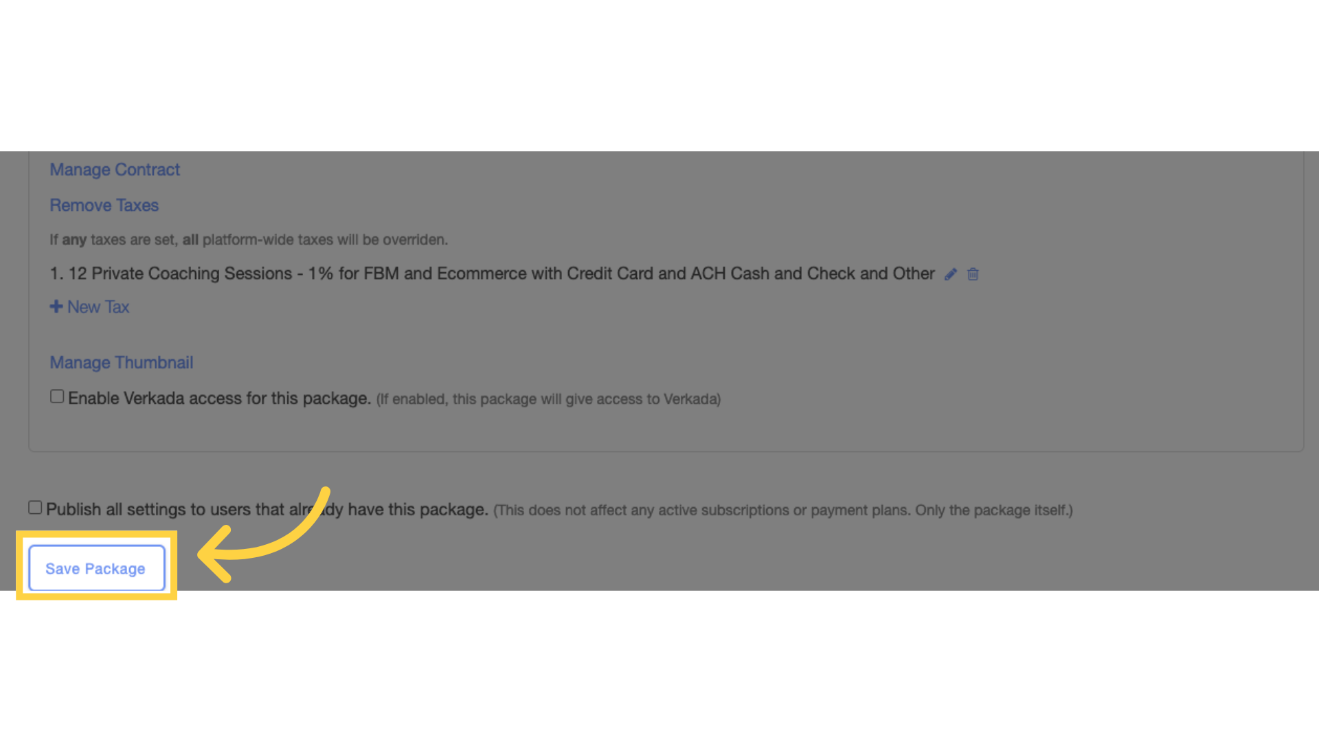 Click 'Save Package' button.